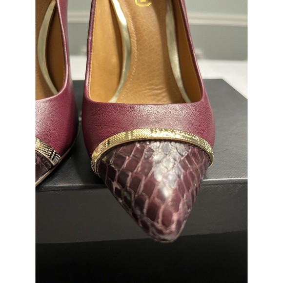 Coach Nacie Snakeskin Toecap Gold Logo Across Foot Top 4” Heel Shoes Sz 5B -IOB - Picture 3 of 16